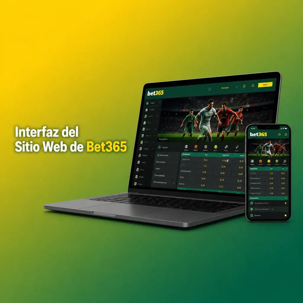Interfaz del sitio web de Bet365 con barra de navegación